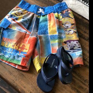 Toddler Boys Minion Swim Short and Old Navy Flips